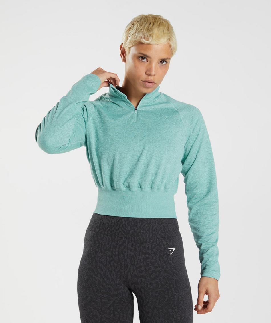 Accessories Damskie Gymshark 315 Long Sleeve Warmup Niebieskie Turkusowe | PL 2514UZG